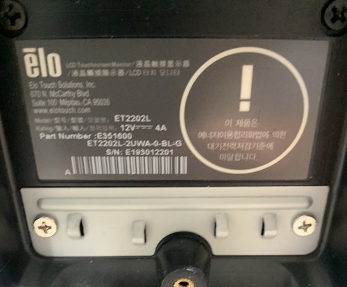 Elo Touch Solutions E351600 22" LCD Touchscreen Monitor ET2202L No Stand READ - Picture 4 of 4