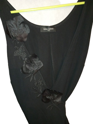 Orna Fahro Kleid Top schwarz Seide und Viskose Herzüberwurf Gr.44
