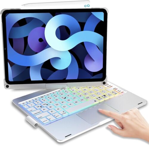 For iPad 7/8/9/10/11th Gen Air Pro 11" Touchpad Keyboard Case with 360° Rotation - Picture 32 of 39