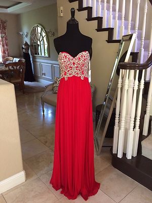$398 NWT RED JVN BY JOVANI PROM/PAGEANT/FORMAL DRESS/GOWN #36850 SIZE 4