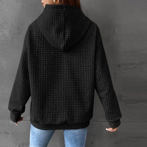Damen Langarm Sweatshirt Hoodie Freizeitpullover schlicht Walffe Baggy Tops - Bild 15 von 26