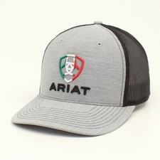 Ariat Mens Baseball Cap Hat Mexican Flag Logo Mesh Snapback R112 Grey