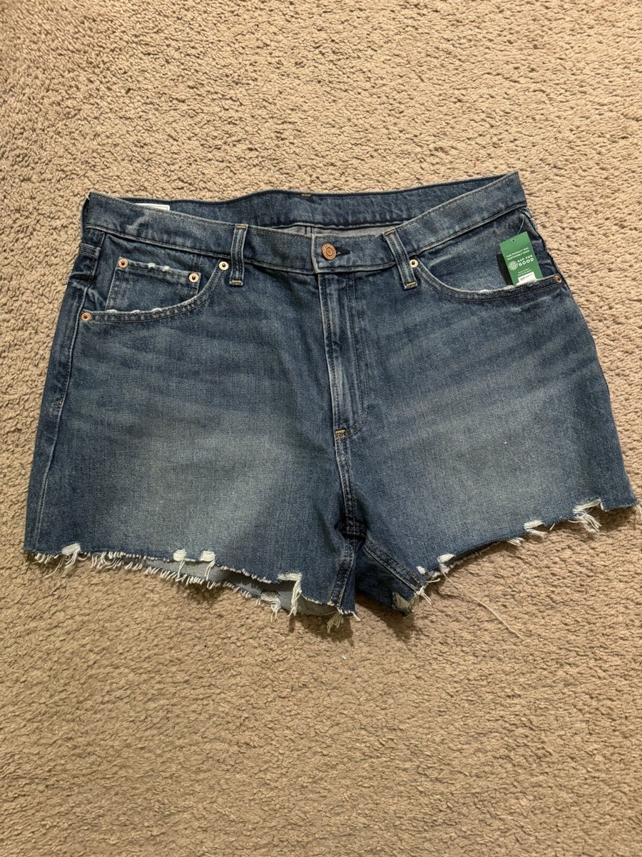 GAP Womens 4in High Rise Stride Short Size 33 16R Blue Denim NWT
