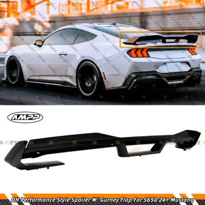 #ad For 2024 26 Ford Mustang DH Performance Matte Black Spoiler W Smoke Gurney Flap $156.99