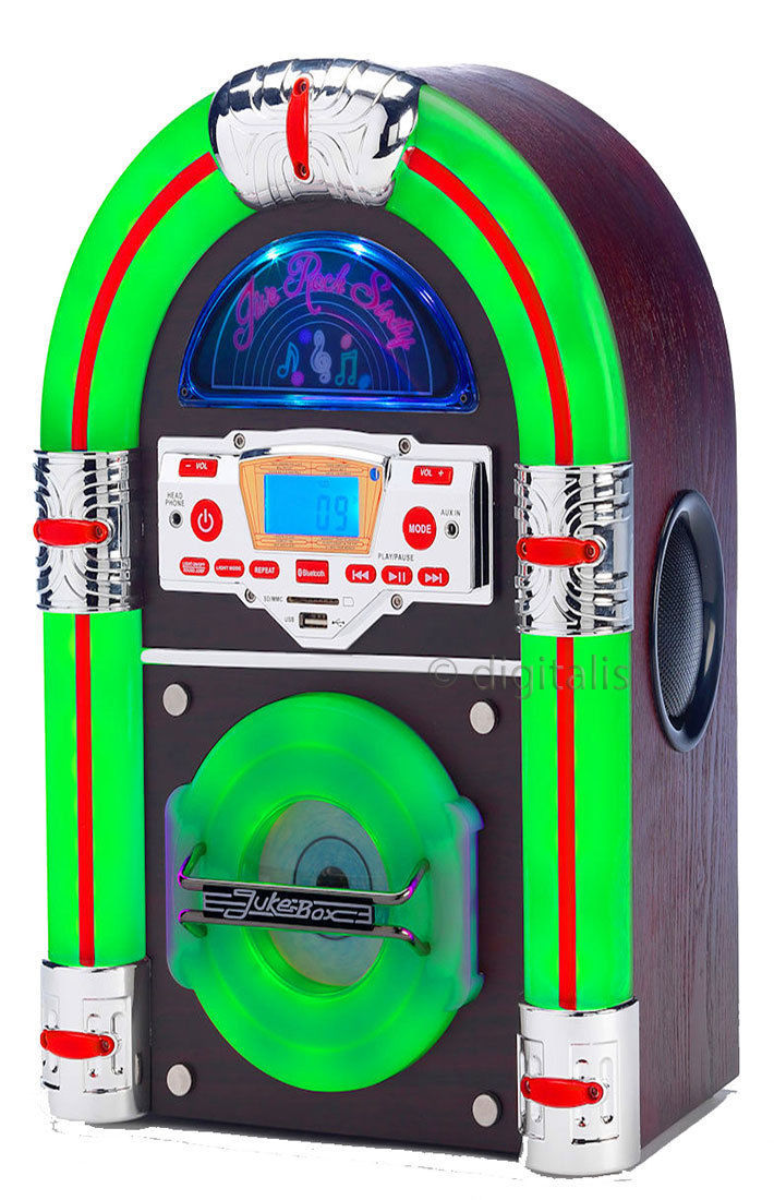 Jukebox Tabletop CD Bluetooth Jive Rock 60 USB Rock Mini LED Sixty
