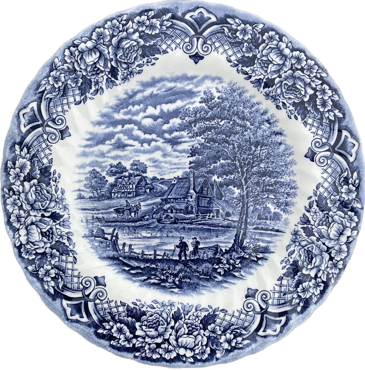 食器  EST. ENGLAND 1759 Royal Art Staffordshire Blue & White Scenic Grindley Homeland