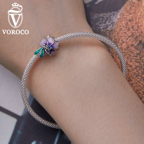 Ciondolo Donna Argento Sterling 925 Fiore Dragonfly Zirconia Ciondolo Gioielli Adattamento Bracciali - Foto 2 di 15