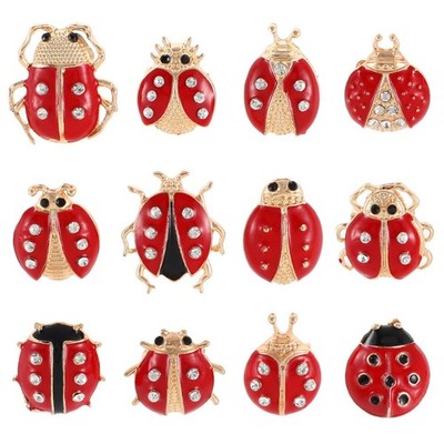 24PCS of One Set Cartoon Brooch Delicate Brooch Ladybug Animal Corsage Cartoon C