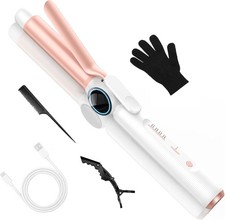9000 mAh Rechargeable Cordless Curling Iron, Up to 400 F USB 28MM Cordless Hair