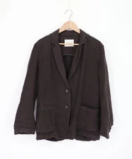 VELVET By Graham & Spencer Linen Blazer Dark Brown S $248 A5 227