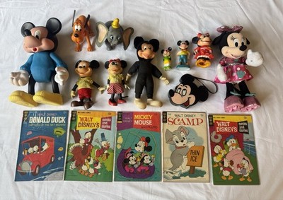 Lot Of 16 Vintage Walt Disney & Mickey Mouse 1960s+ Toys, Comics & Radio