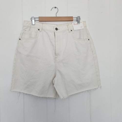 Supre Bermuda High Rise Straight Fit Raw Hem Denim Shorts Sz 16 White - Picture 1 of 11