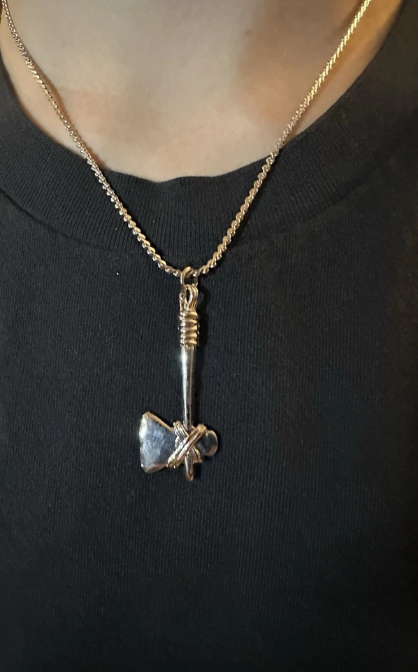 Collar Colgante Hacha Vikinga Tono Plata Cadena Hombres Niños Joyería Fantasía Nórdica Foto 2 de 3