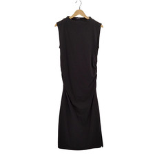 Quince Women Stretch Cotton Jersey Mock Neck Midi Dress TRUE Black L
