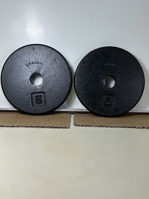 Pair Of 5 Pound Standard 1 Inch Hole Pancake Style Barbell Weight  Plates Canada