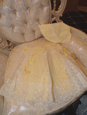 VTG Baby Dress Yellow with Matching Bonnet