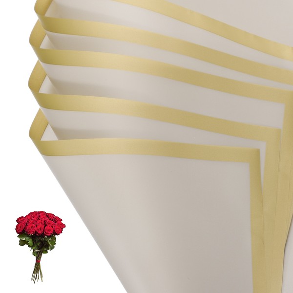 20 Blatt Blumenpapier, Goldrand, Wasserdicht, BlumenstraußPapier, Khaki-image