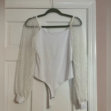 Polka Dot Mesh sleeve bodysuit Small