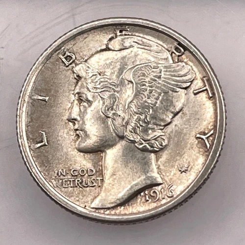 1916-P 10C Mercury Silver Dime BU