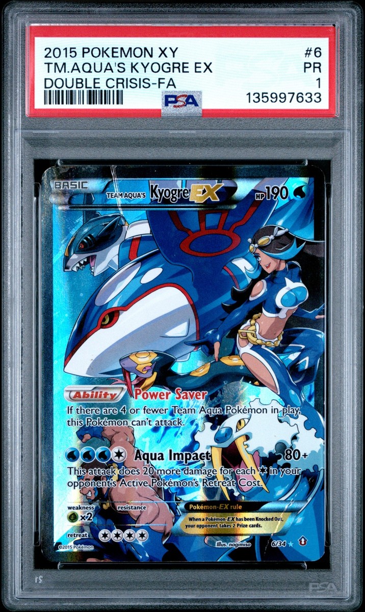 PSA 1 Team Aqua's Kyogre EX 6/34 2015 Double Crisis Ultra Rare