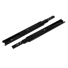 12" Length 35mm Width 3-Section Ball Bearing Drawer Slides Rail Black 2pcs