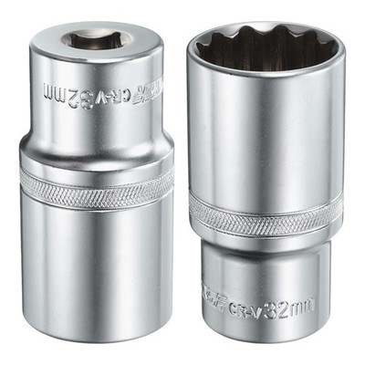 2pcs 1/2'' Drive by 10mm 12-Point Shallow Socket 38mm Length Metric Spline Socket