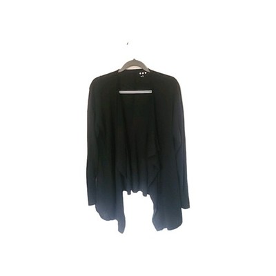 $146 Three Dots Women  Black Stretch Drapey Open Front Cardigan Sweater Sz M EUC