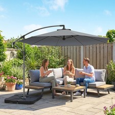 3(m) Garden Banana Parasol Cantilever Umbrella w/ Base Weights & Cover