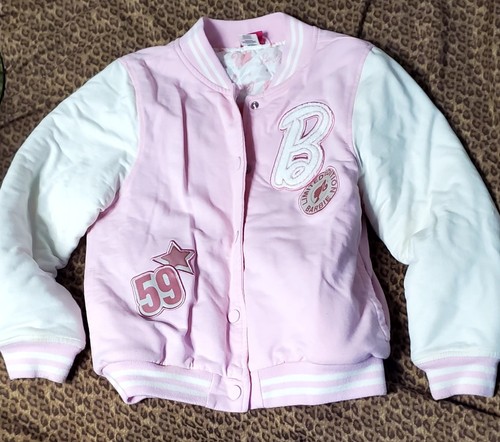 2024 MATTEL Barbie GIRLS Varsity Jacket Bomber Limited Edition Size 10/12 - Picture 1 of 7