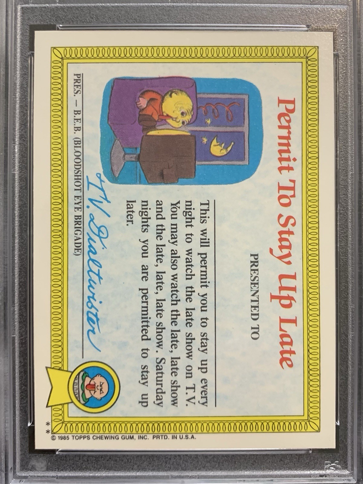 1985 Garbage Pail Kids OS1 Evil Eddie 1b PSA 10 GEM MINT-RARE GLOSSY CARD!! TWT view 5