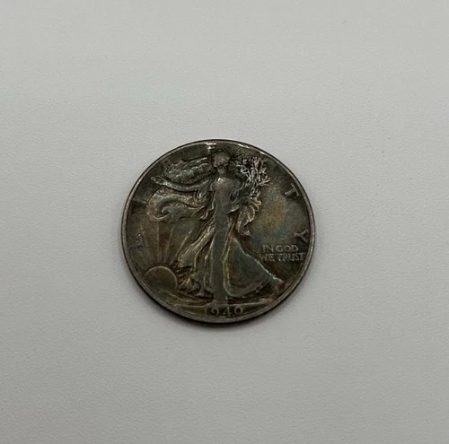 1940 P Walking Liberty Silver Half Dollar BLUE TONING