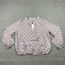 Collective Concepts Women's XXL Pink Floral Long Sleeve Tie Cuffs Surplice Neck