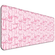 Pretty Bow Girly Gaming Desk Mat, Computer Keyboard Large Extended Long Mouse...