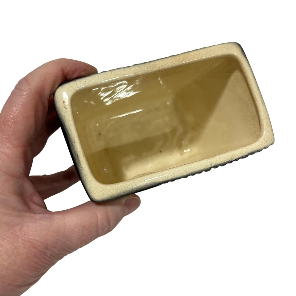 Mid Century Modern flower pot art pottery planter textured gray black white vase - Image 3 of 4