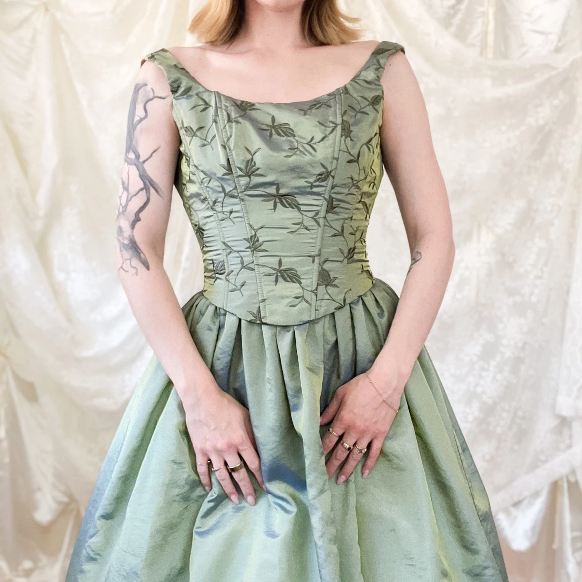 vintage sage green dress Polyester Dresses for Women for sale fairy cottagecore dress