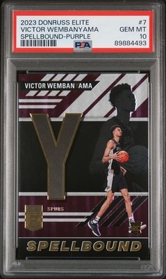 Panini Victor Wembanyama 2023 Donruss Elite Spellbound Purple /49 RC #7 PSA 10