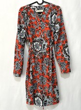 Ann Taylor LOFT Dress Women's 14 Orange Paisley Floral 3/4 Sleeve Tunic Shift