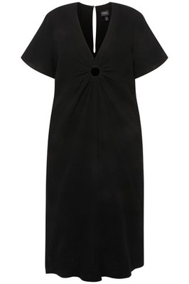 Ulla Popken große Größen Midikleid 42+ schwarz Midikleid Musselin A Linie