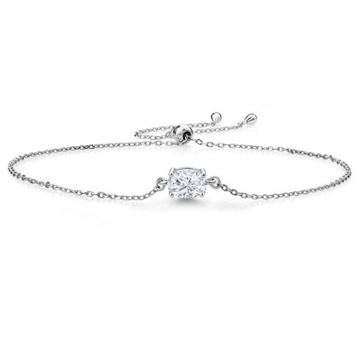 925 Sterling Silver IJK Moissanite Solitaire Bracelet (0.90 Ct)