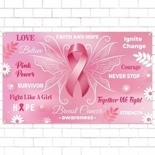 Breast Cancer Awareness Backdrop Decorations - Pink 72.8 x 43.3 inch,