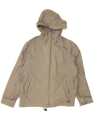 GAS Mens Hooded Bomber Jacket UK 38 Medium Beige Nylon CL05