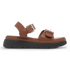 Krush Womens Sandals Tan Adults Ladies Chunky Buckle Gripped Kenzie SIZE