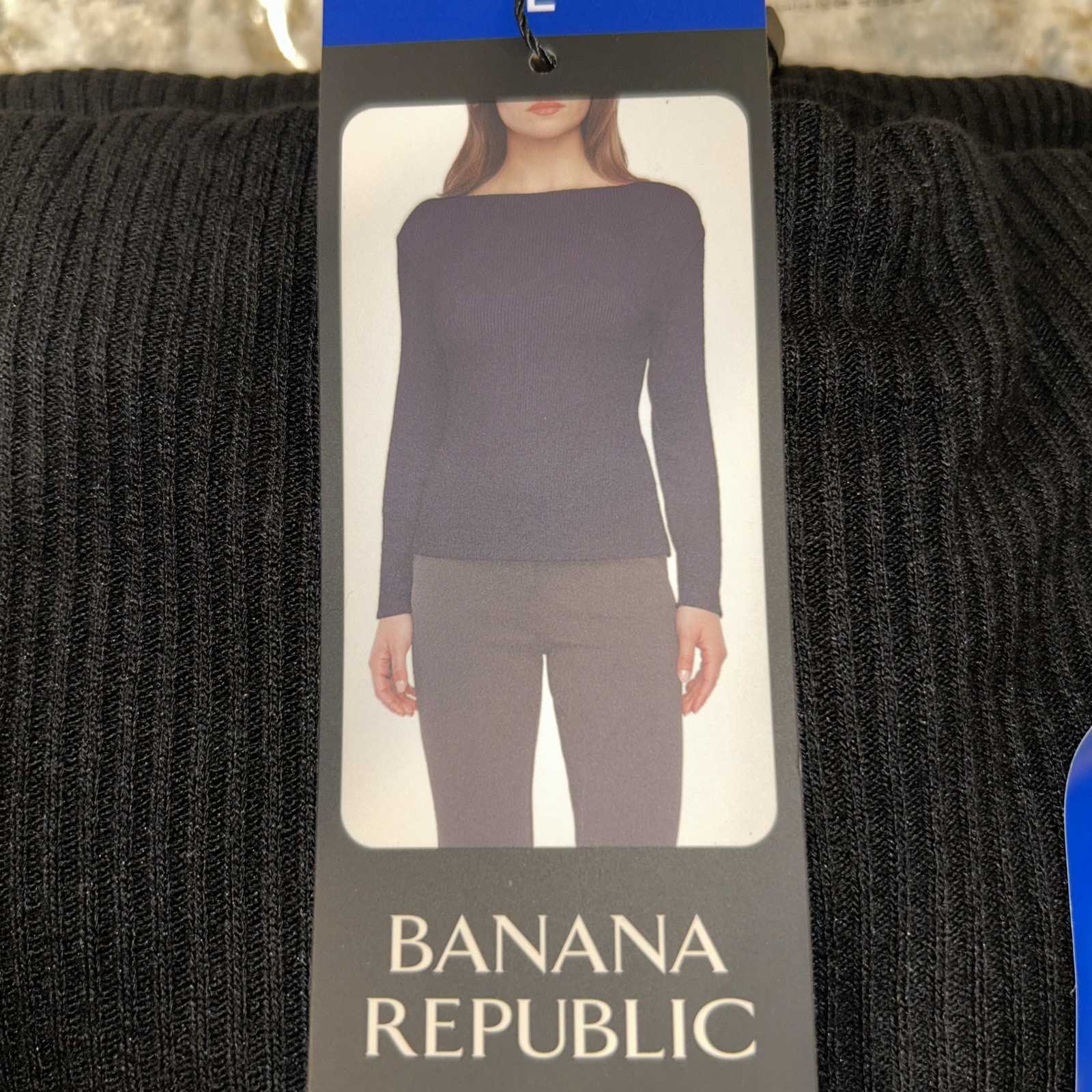 Banana Republic Women’s Ribbed Long Sleeve Top, Black Size L Ğğ