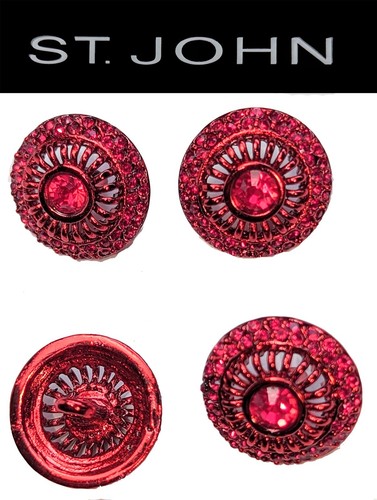 St John Knits 0.6 Inch Round Red Tone Red Crystals Replacement Buttons ...