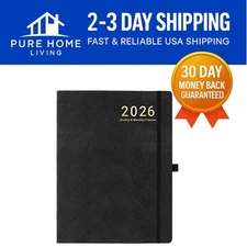 Elegant 2026 Planner - Leather Cover Weekly & Monthly Organizer - 8.5" x 11"