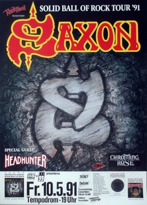 SAXON - 1991 - Live In Concert - Headhunter - Solid Ball Tour - Poster - Berlin