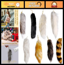 8 Pcs Fluffy Faux Fur Tail Keychain Set - Realistic Handbag Accessory, Gift for