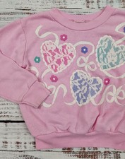 80s Vintage Andover Togs Heart  Ribbon Sweatshirt   Size 3T   Pastel Valentine