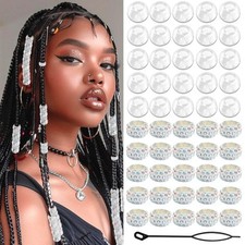 50PCS Rhinestone Hair Beads Loc Dreadlock Jewelry AB European Beads for Hair ...