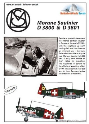 Matterhorn Circle MC48013 1:48 Morane D-3800 & D-3801 [Morane-Saulnier MS.406C1]